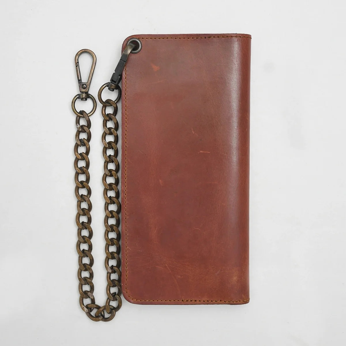 Large Vegetable Tanned Leather trucker Wallet with Chain