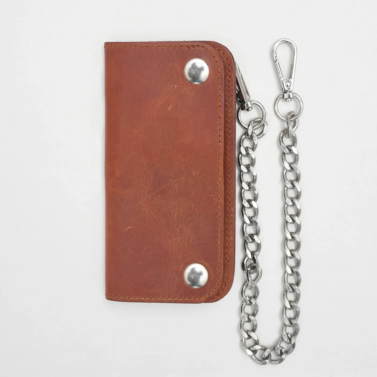 Large Vegetable Tanned Leather trucker Wallet with Chain