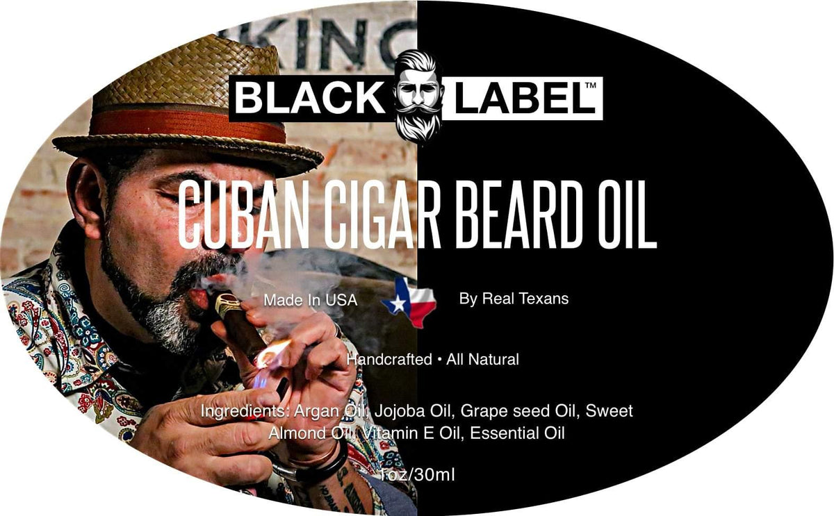 Cuban Cigar Beard Oil by Blacklabel label