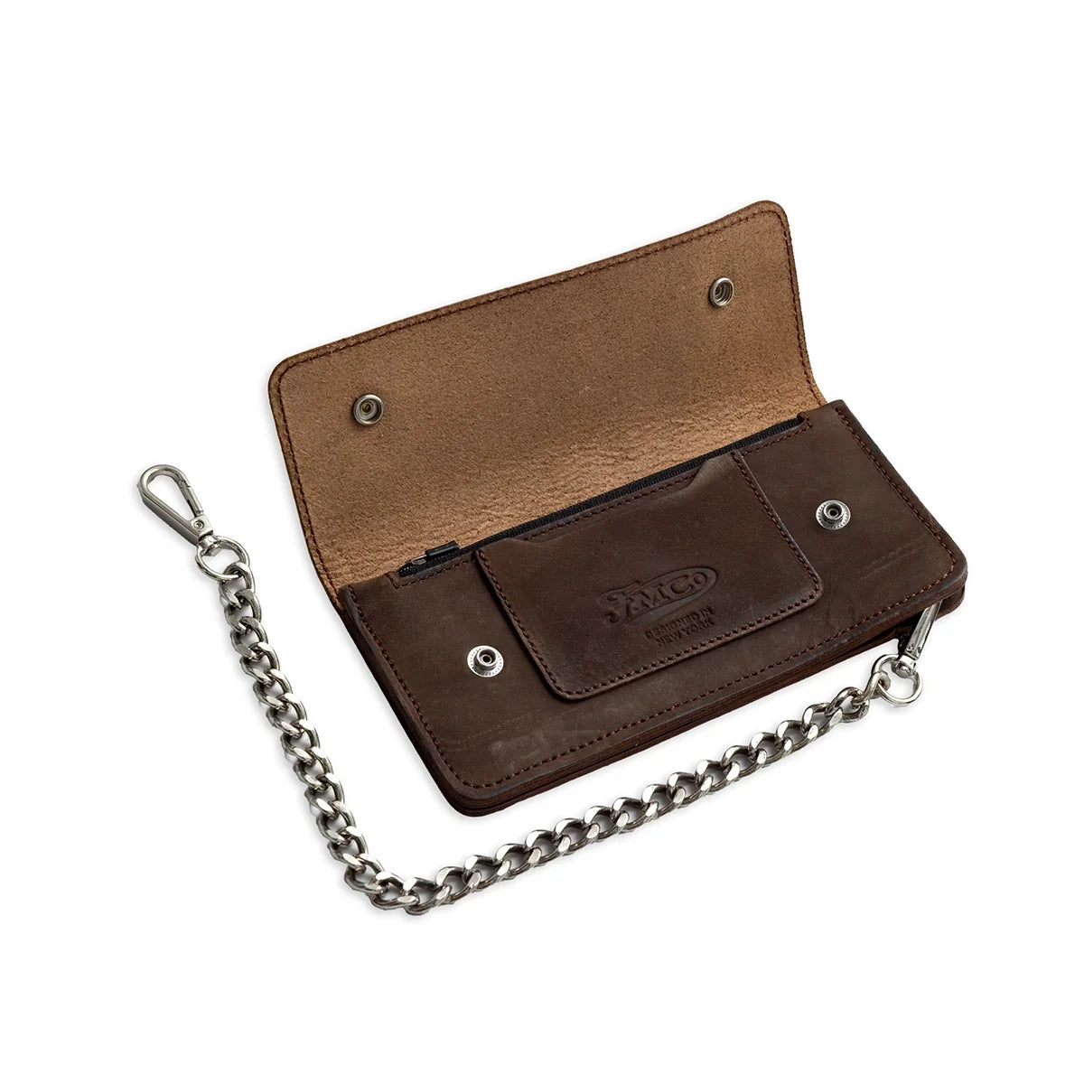 Large Vegetable Tanned Leather trucker Wallet with Chain