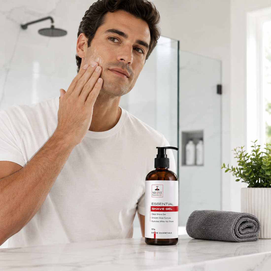 Essential Shave Gel by Shave Essentials in use