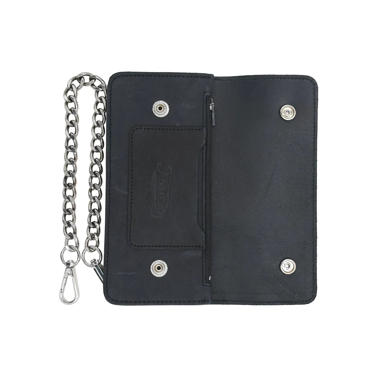 Large Vegetable Tanned Leather trucker Wallet with Chain