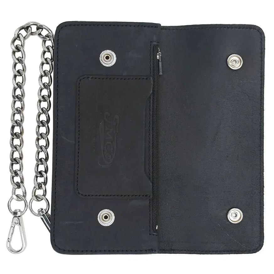 Large Vegetable Tanned Leather trucker Wallet open