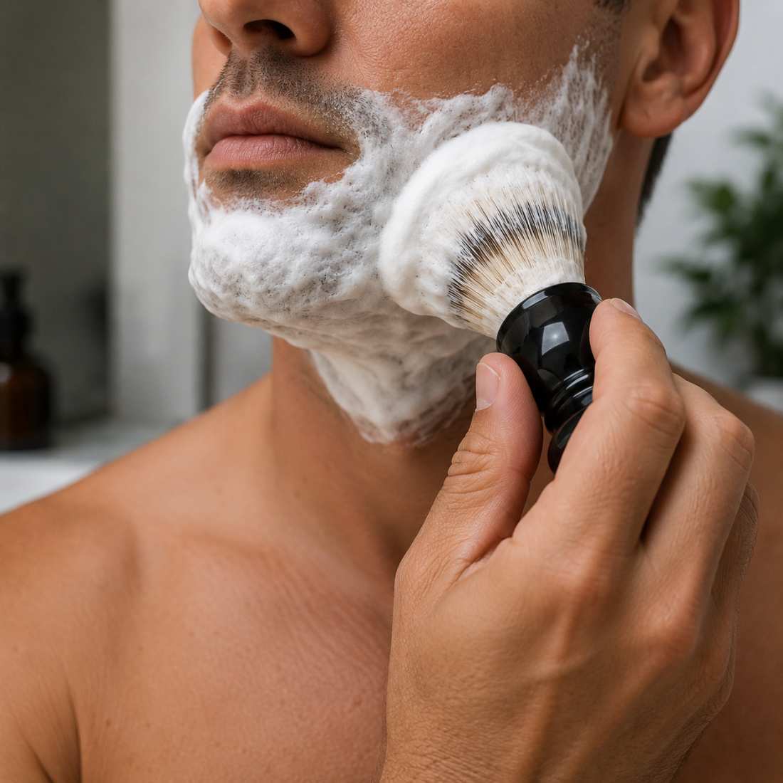 Heritage Tallow Shave Soap applying