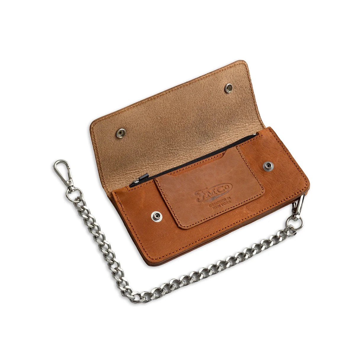 Large Vegetable Tanned Leather trucker Wallet with Chain