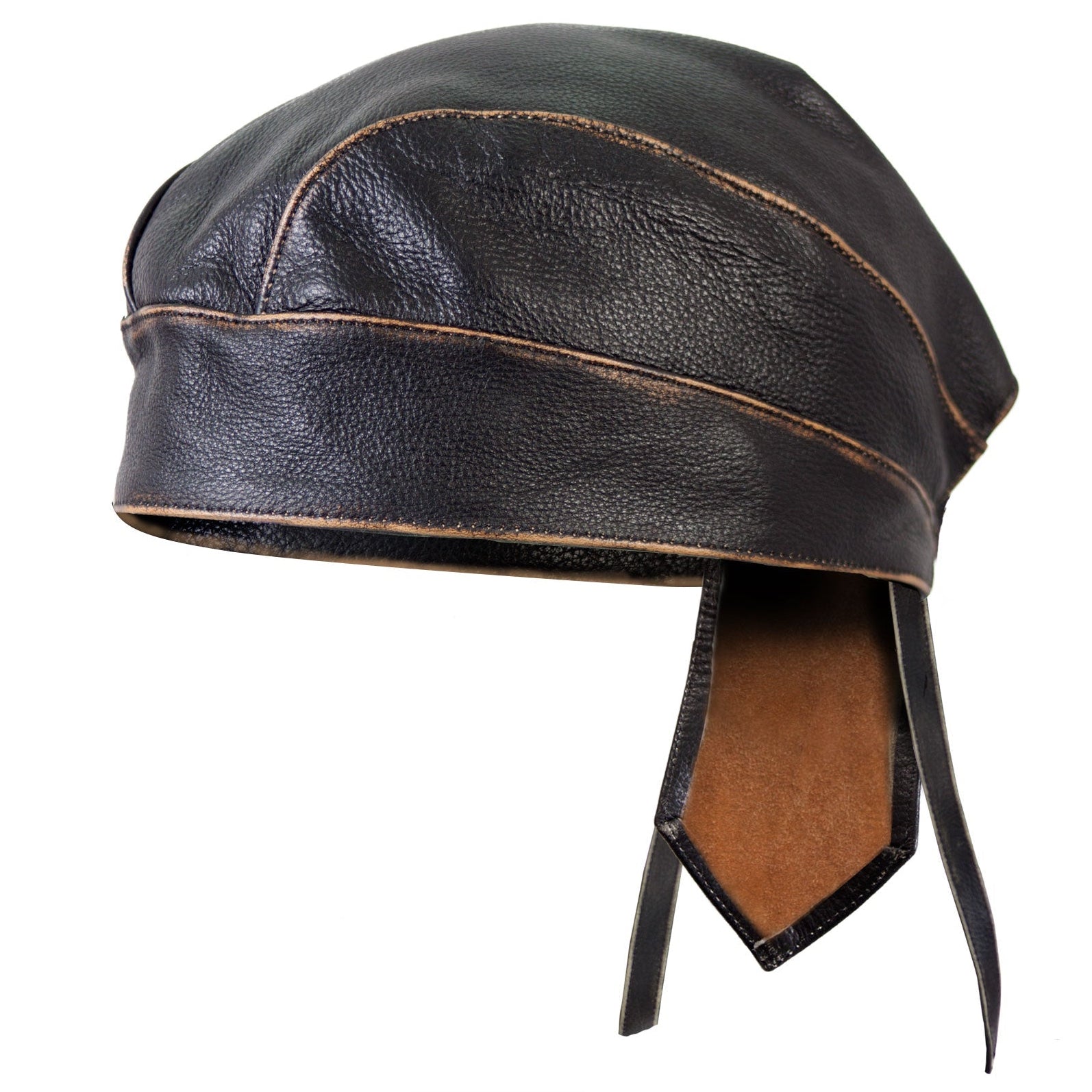 Hot Leathers Brown Rub-Off Seam Medium Weight Leather Headwrap HWL1008