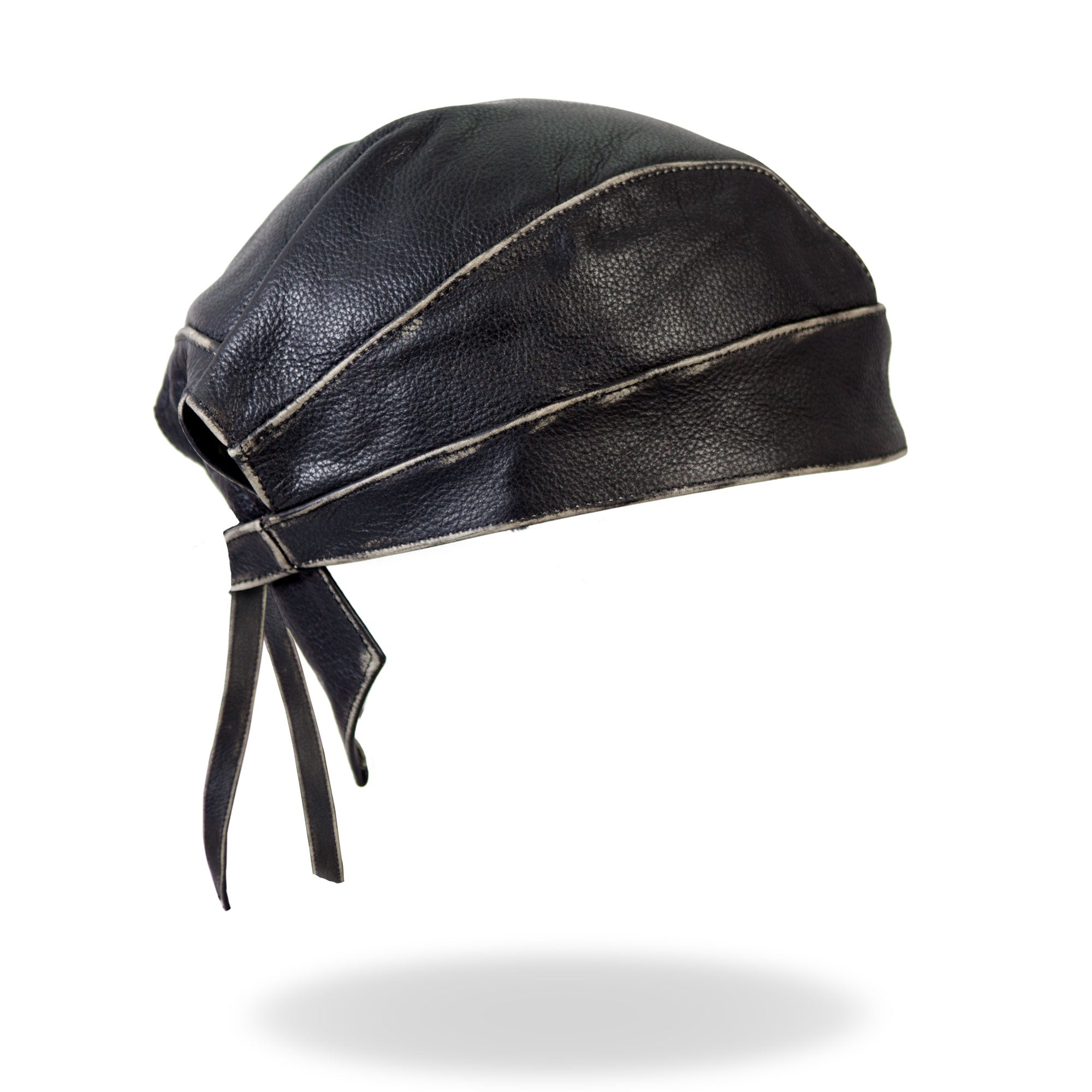 Hot Leathers Black With Gray Rub-Off Seam Medium Weight Leather Headwrap HWL1009