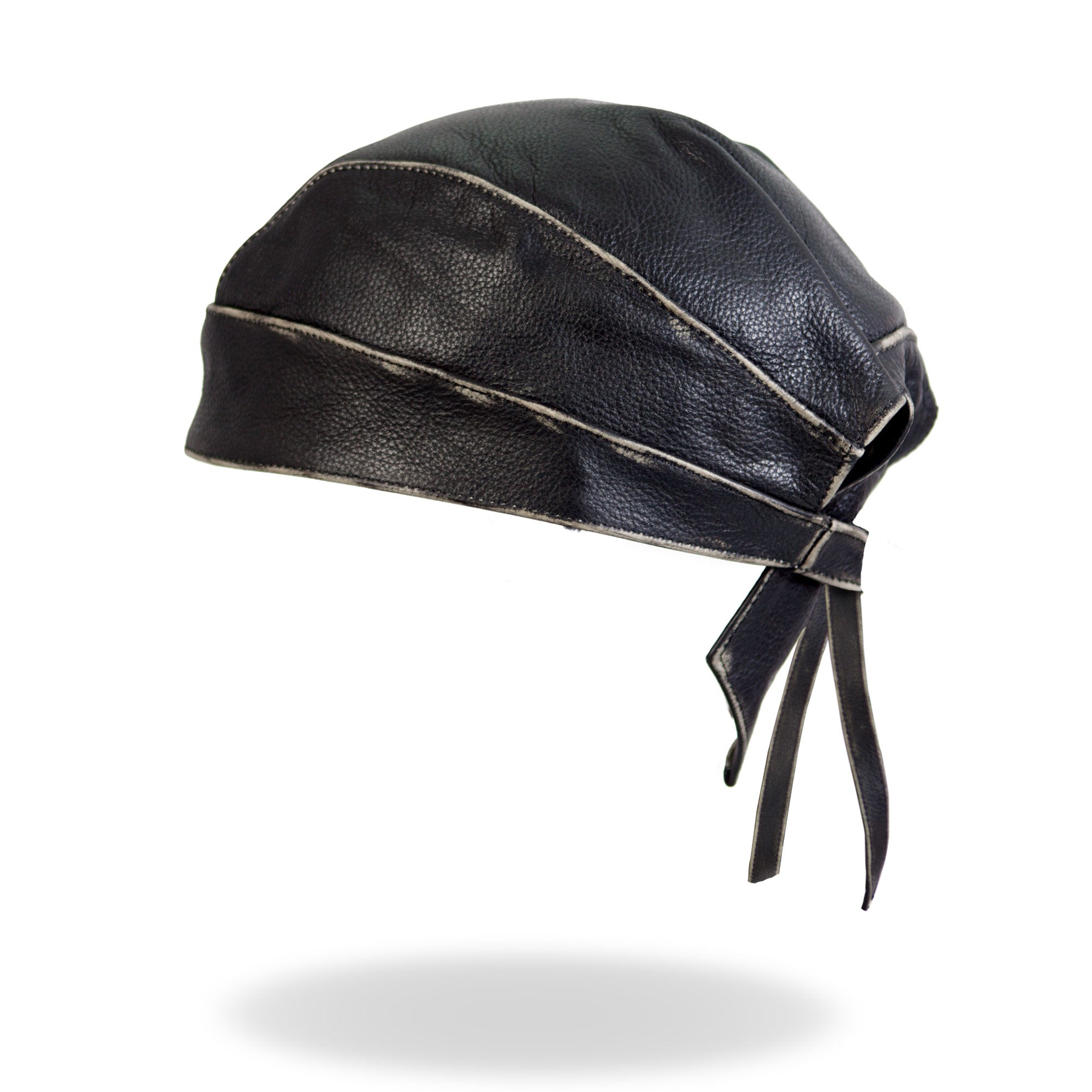 Hot Leathers Black With Gray Rub-Off Seam Medium Weight Leather Headwrap HWL1009