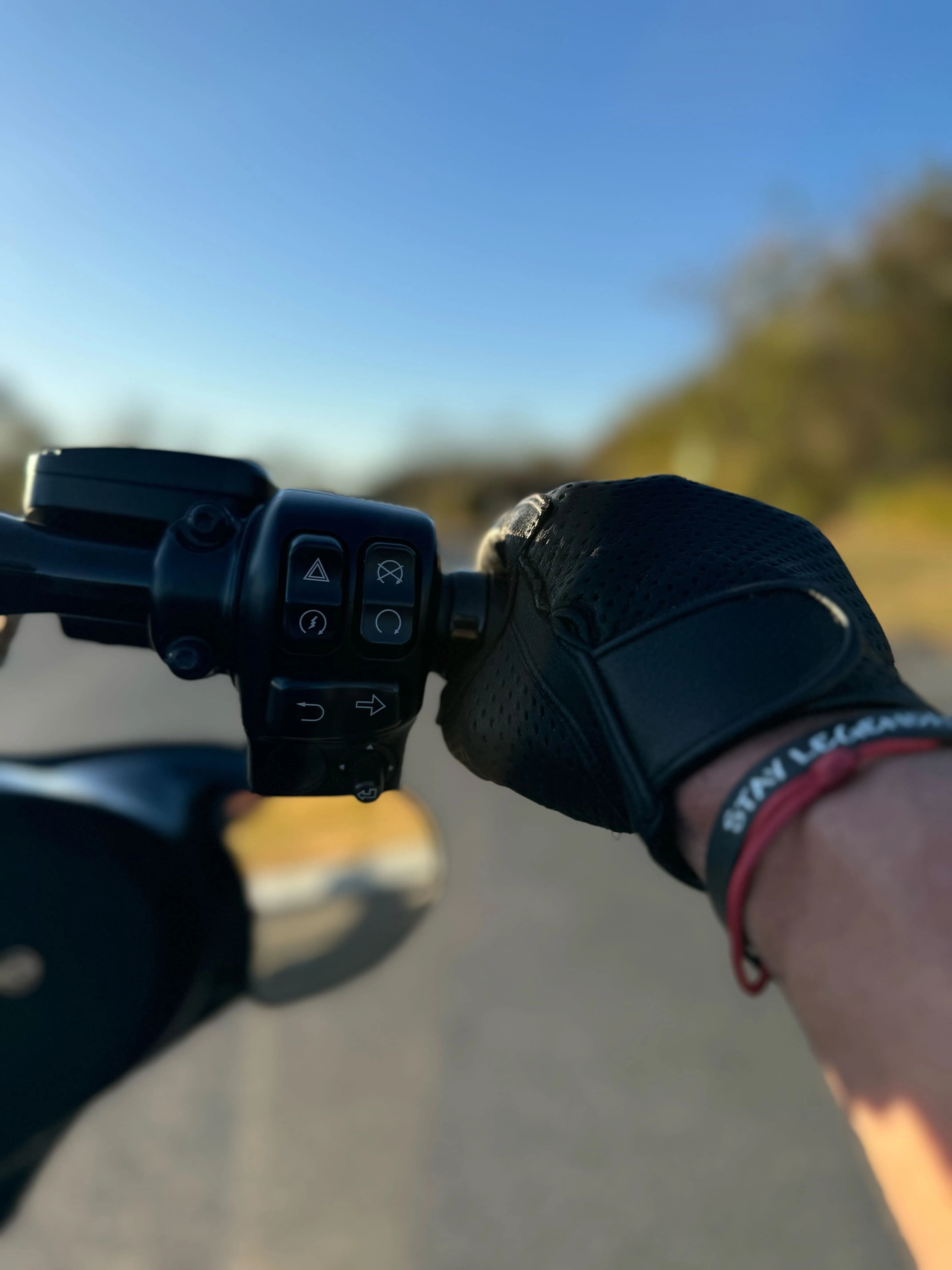 Legendary ILL DOZER Perforated Top Short Wrist Outseam Deerskin Motorcycle Gloves