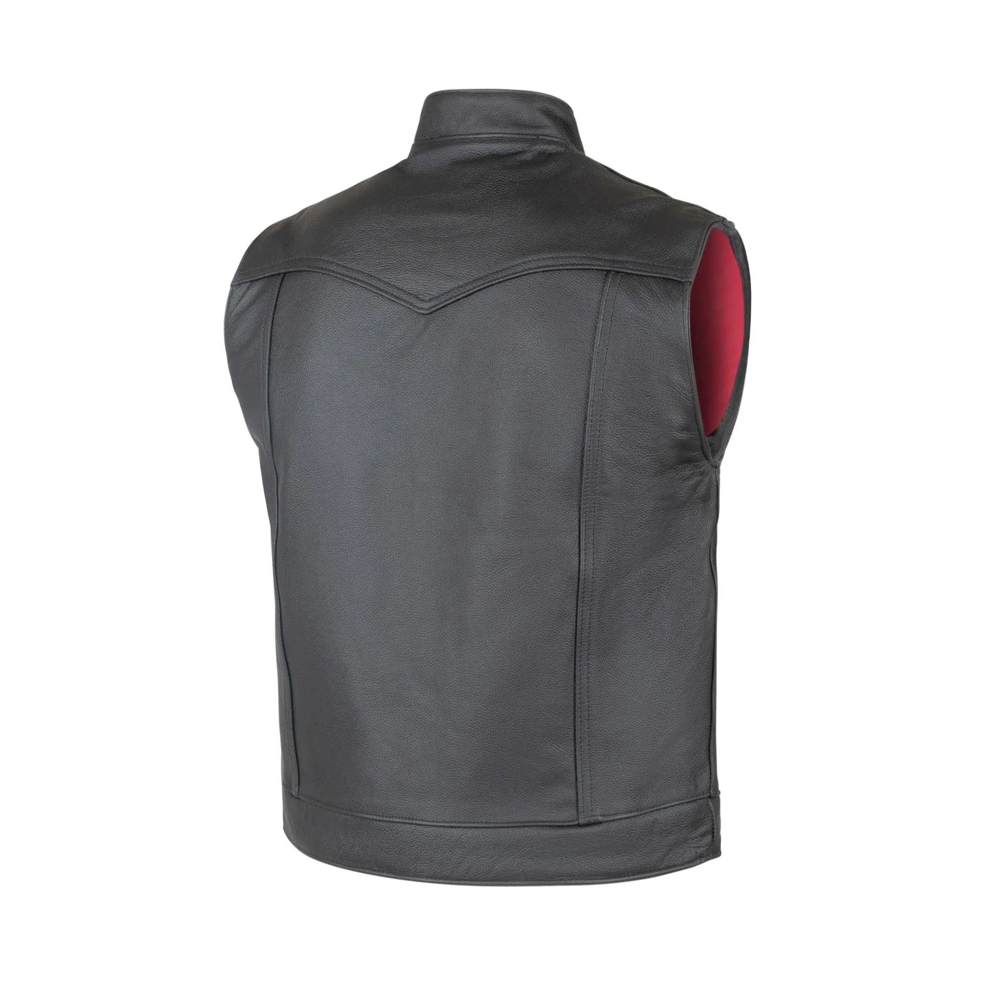 Legendary Reaper Club Style Men's Leather Motorcycle Vest Back View