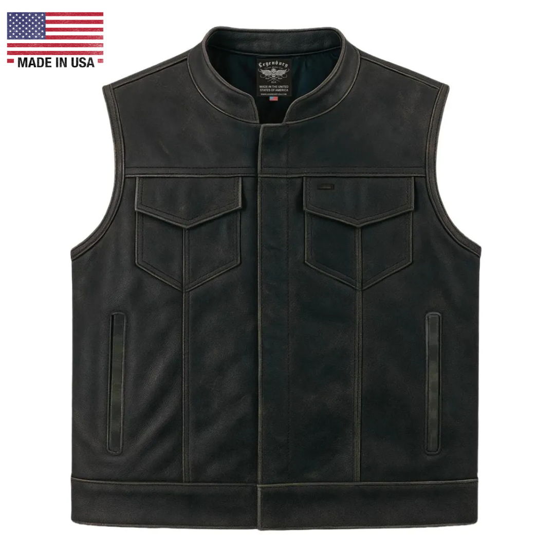 Legendary Reckless Outlaw Men's Aged Leather Motorcycle Vest