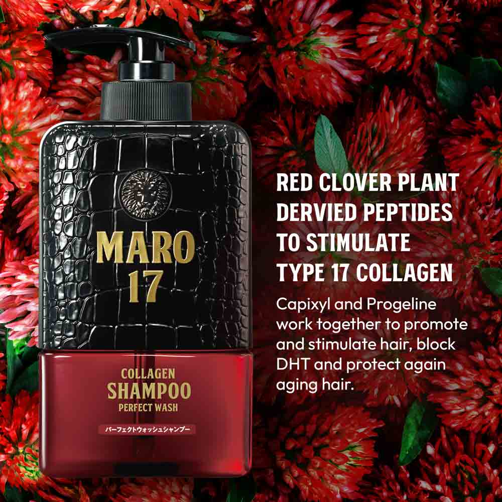 MARO17 Collagen Shampoo Perfect Wash & Collagen Shot Set Red Clover Plant