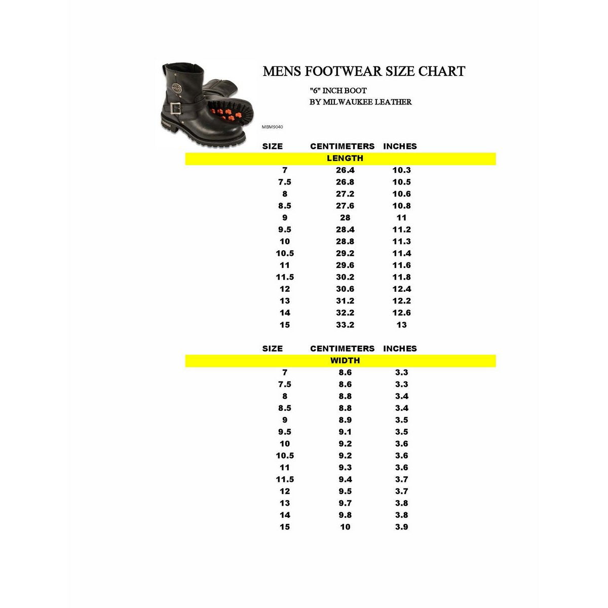 Milwaukee Leather Men's Black Leather Wide Width 6-inch Classic Engineer Motorcycle Boots w/ Side Zipper MBM9040W