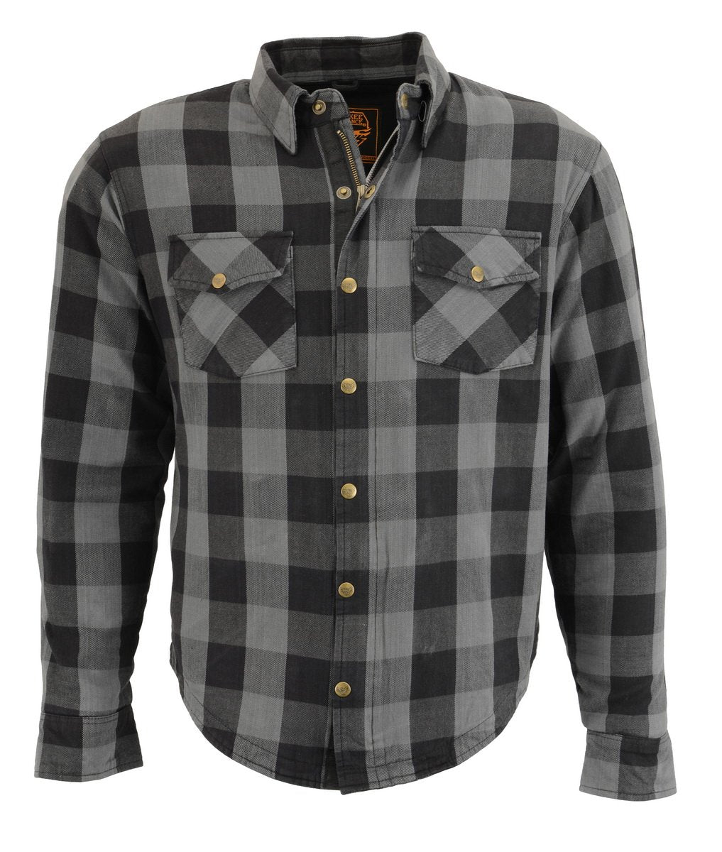 Milwaukee Leather MPM1630 Men's Plaid Flannel Biker Shirt w/ CE Armor - Reinforced w/ Aramid Fibers