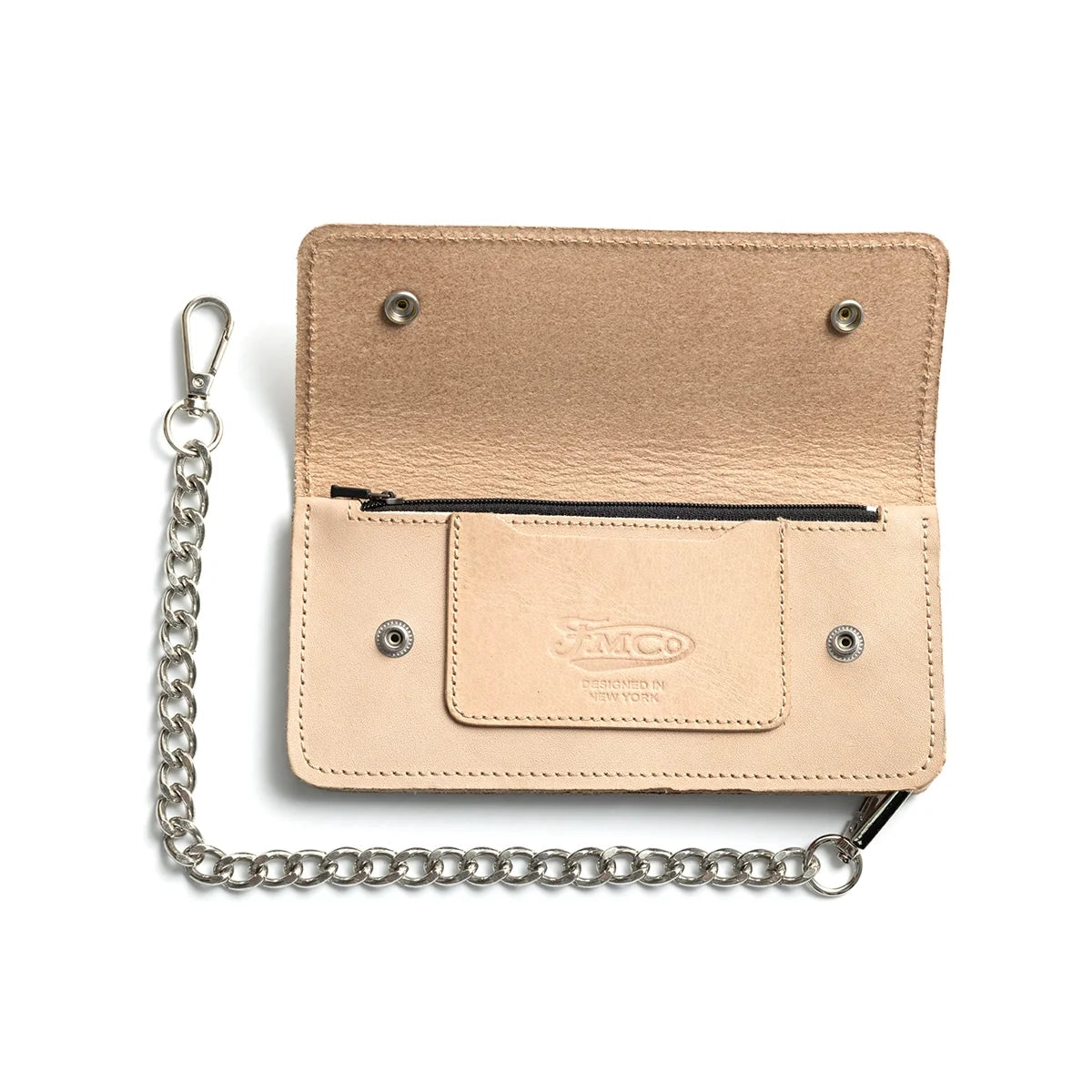 Large Vegetable Tanned Leather trucker Wallet with Chain