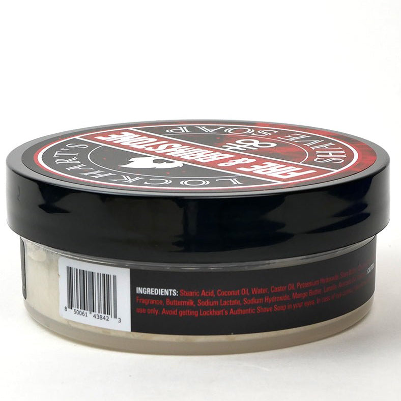 Fire and Brimstone Shave Soap by Lockhart's Authentic ingredients label