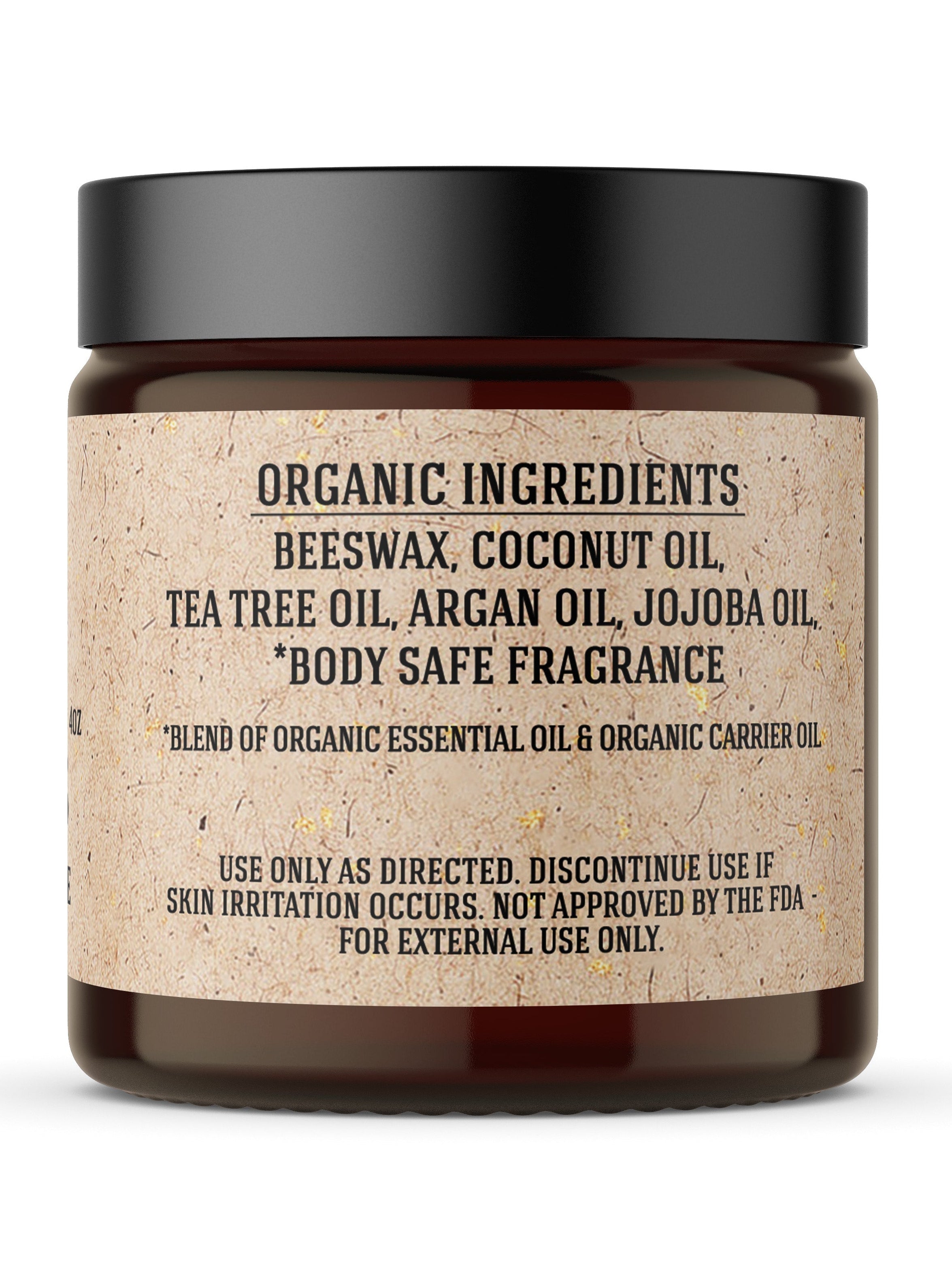 Organic Oil Based Pomade Ingredients label