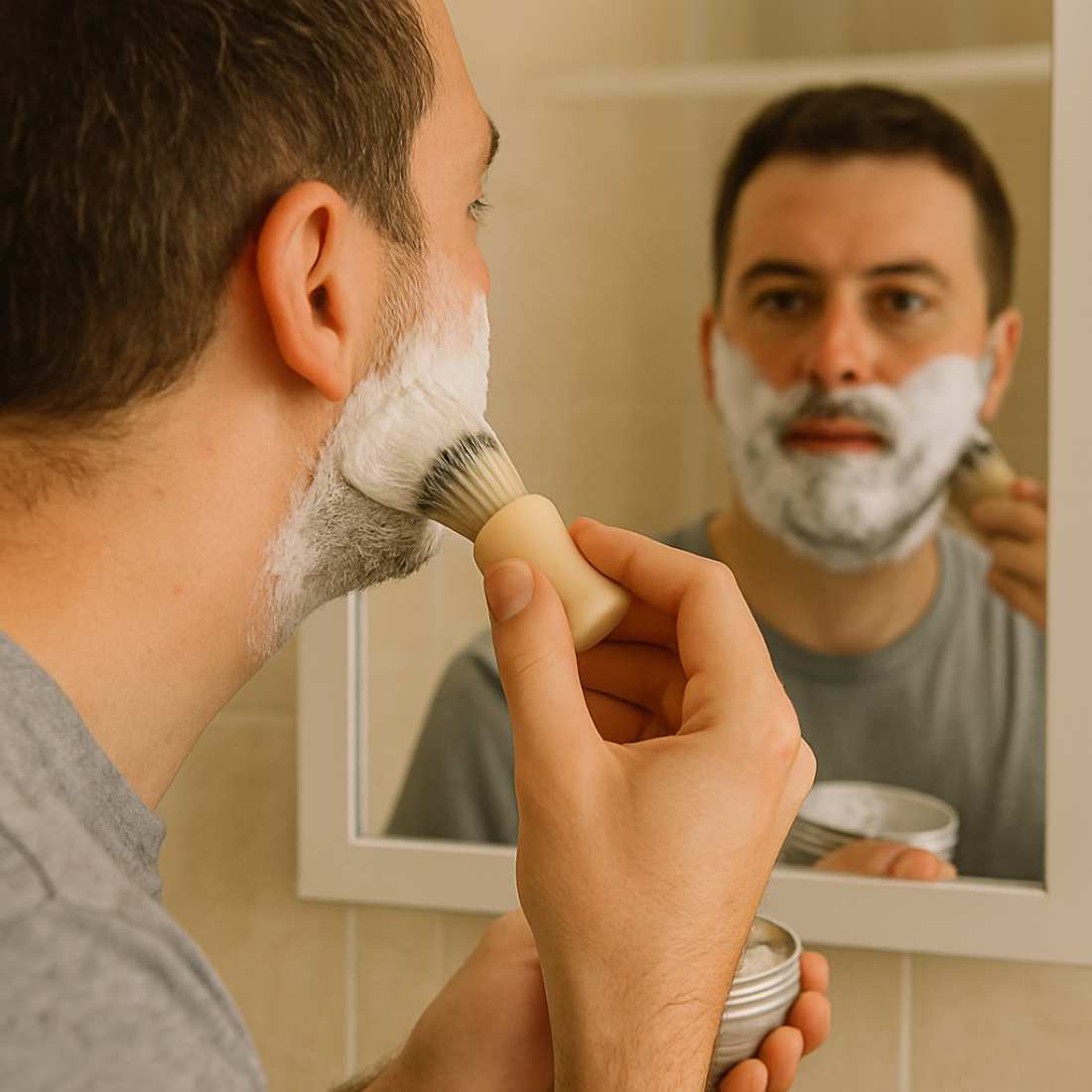 Organic Shave Soap by Shave Essentials application