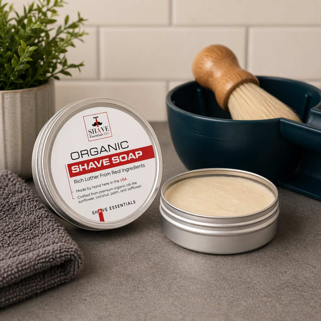 Organic Shave Soap by Shave Essentials open