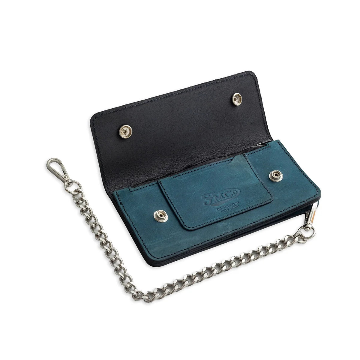 Large Vegetable Tanned Leather trucker Wallet with Chain