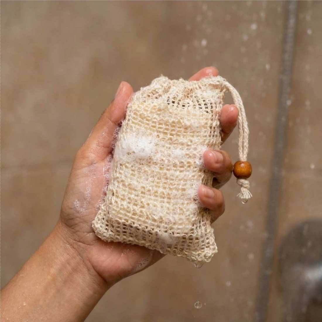 Soap Saver Bag with soap inside