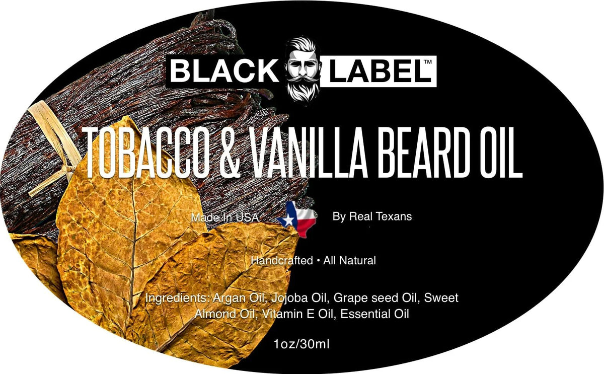 Tobacco Vanilla Beard Oil by Blacklabel label