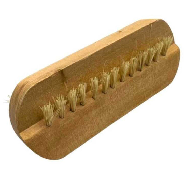 Wooden Nail Brush showing smaller row of additional bristles